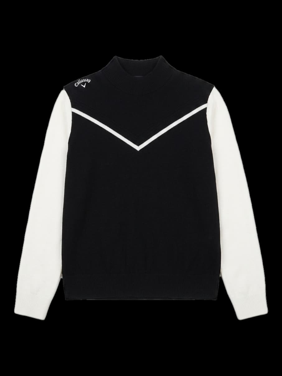 블랙 앤 화이트 브이 라인 니트