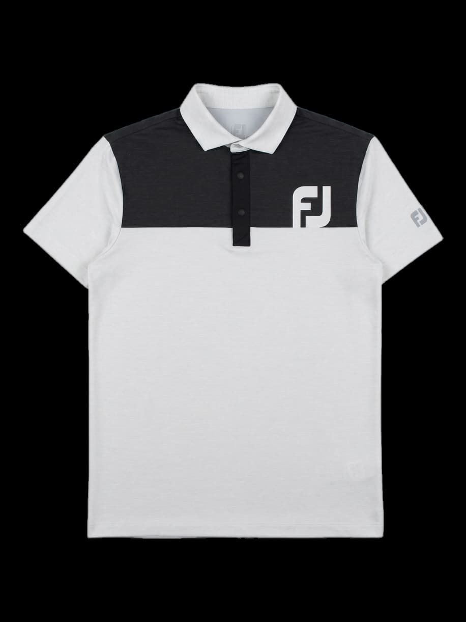 블랙/화이트 배색 반팔 카라티
