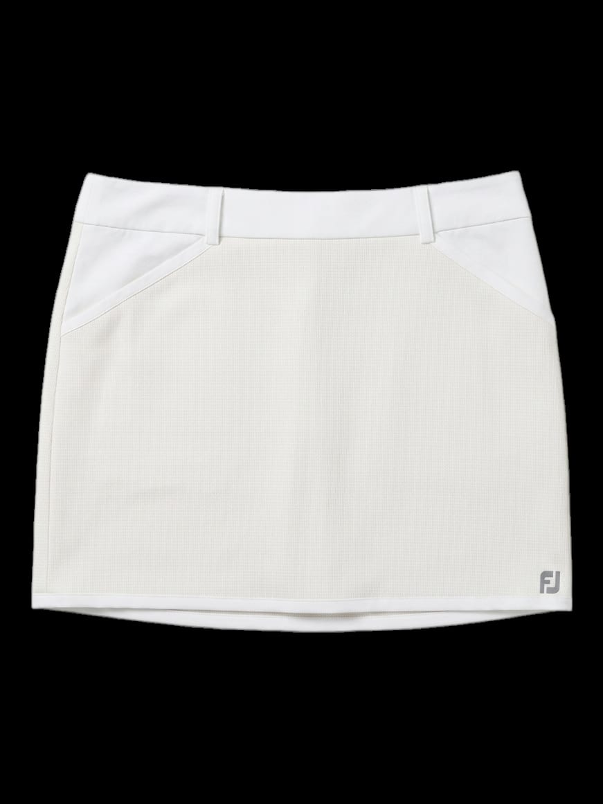 화이트 펀칭 매쉬 H라인 큐롯 스커트