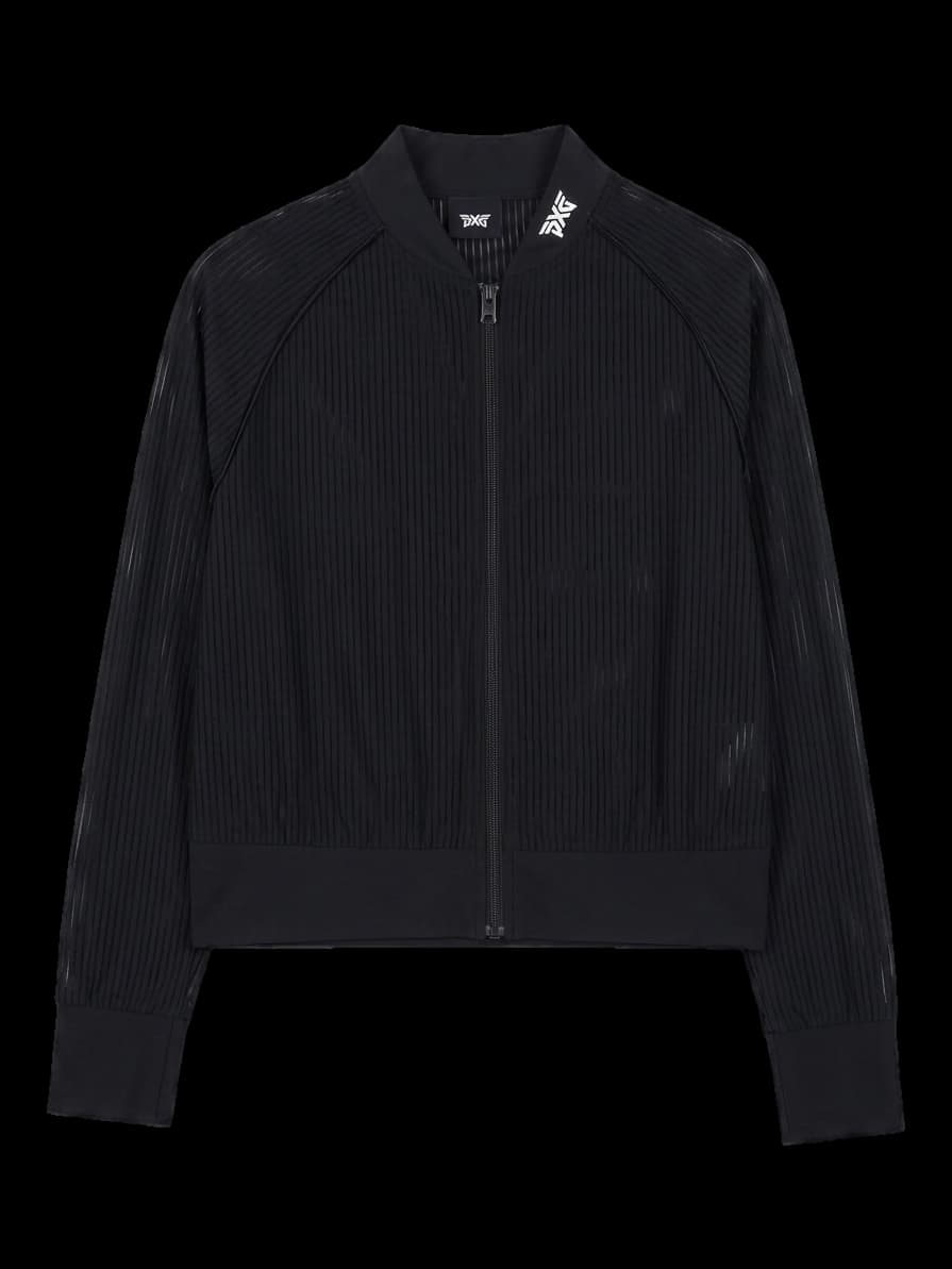 블랙 메쉬 집업 점퍼