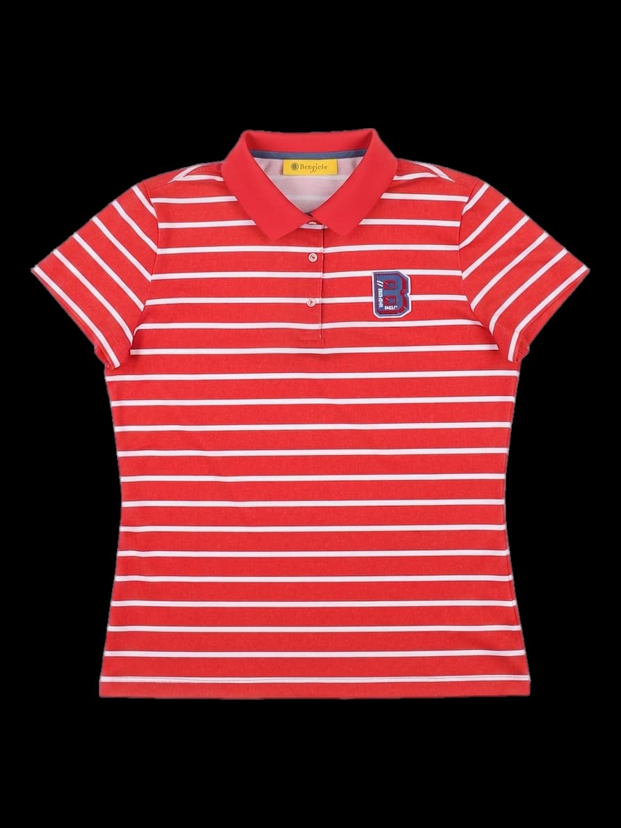 여성 스트라이프 반팔 카라티