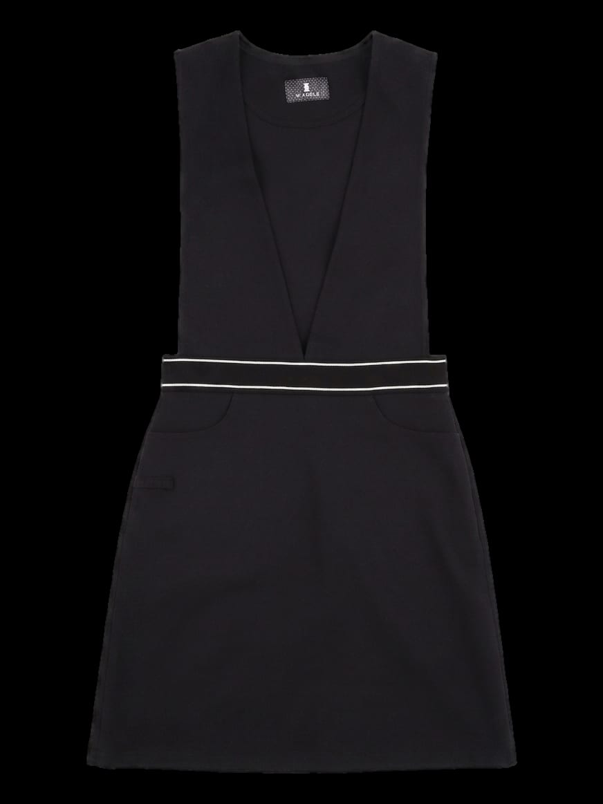 블랙 민소매 배색 포인트 원피스