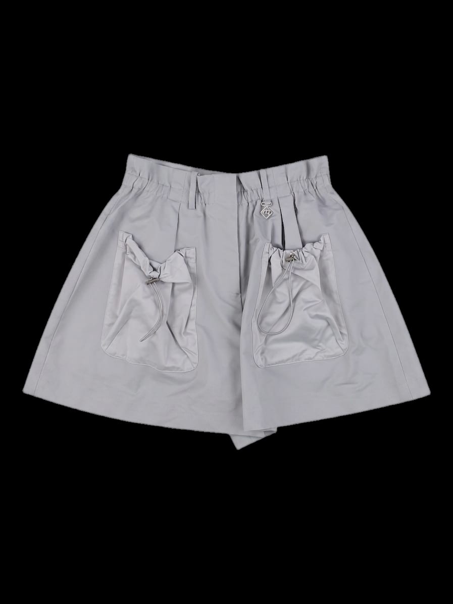 그레이 하이웨이스트 밴딩 드로우스트링 반바지