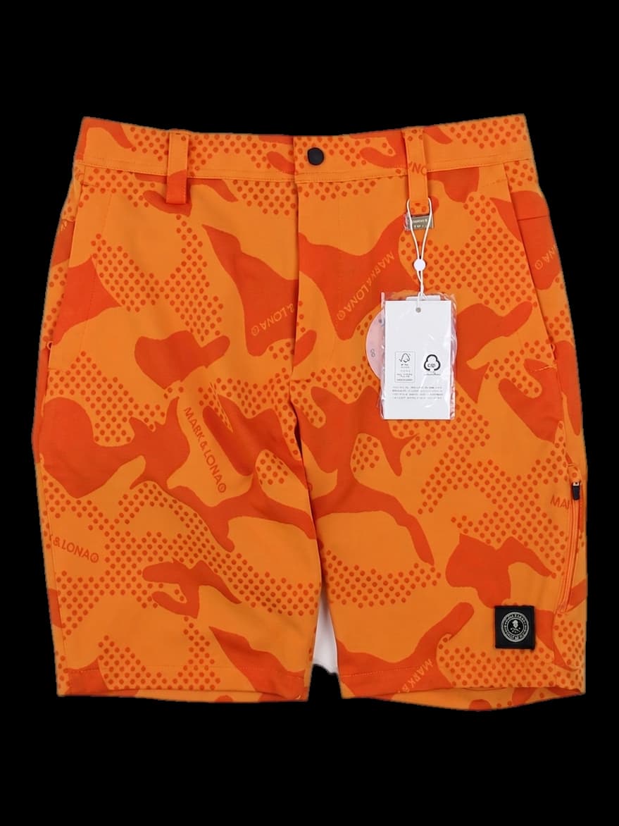 오렌지 카모플라주 골프 반바지