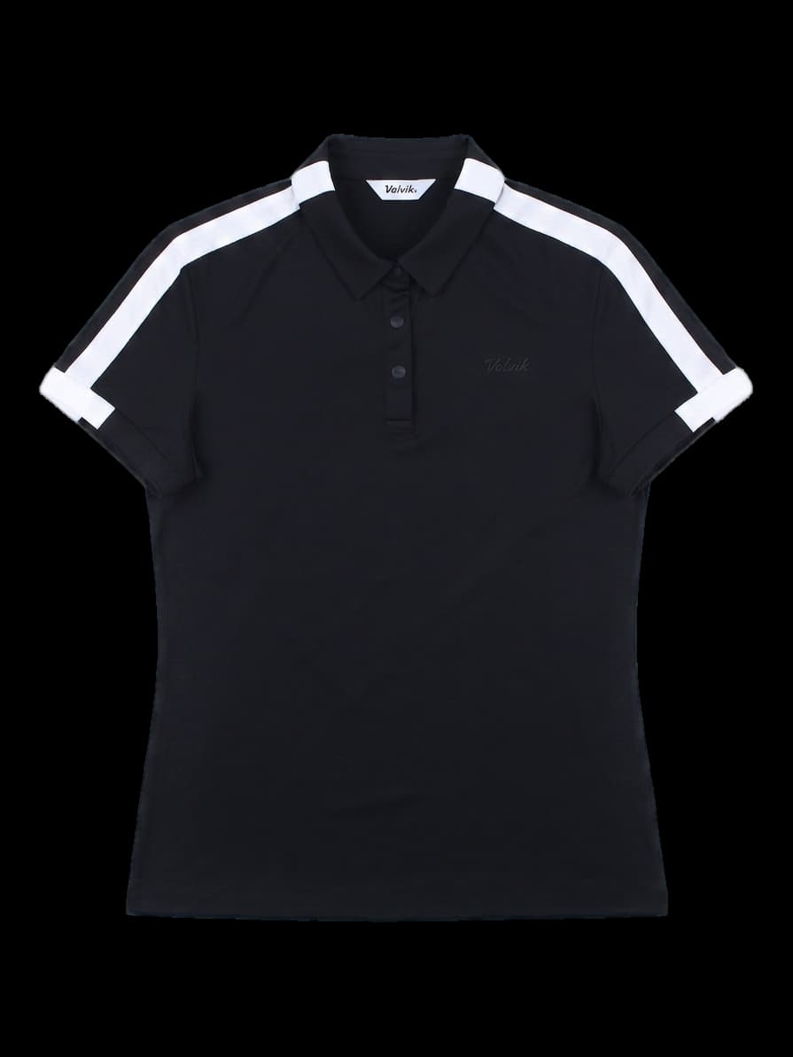 블랙 배색 반팔 카라티