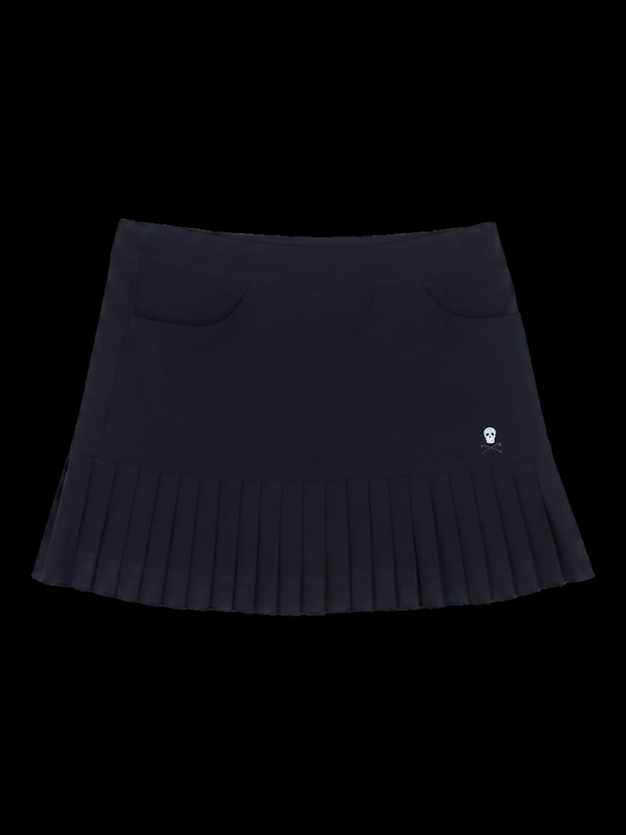 블랙 플리츠 믹스 미니 스커트