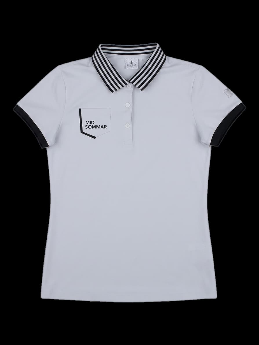 와이드앵글 여성 배색 칼라 반팔 폴로 티셔츠 (MID SOMMAR)