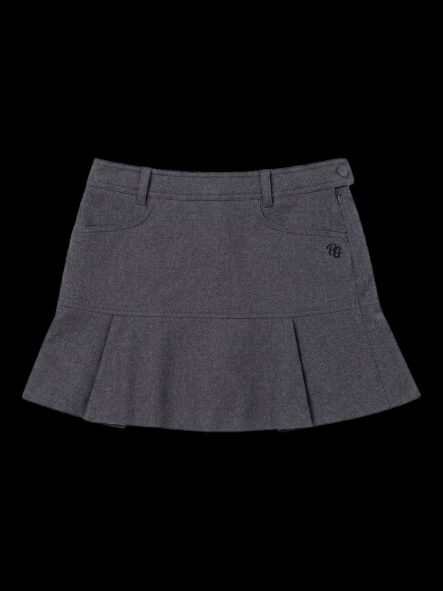 그레이 플리츠 헴 스커트