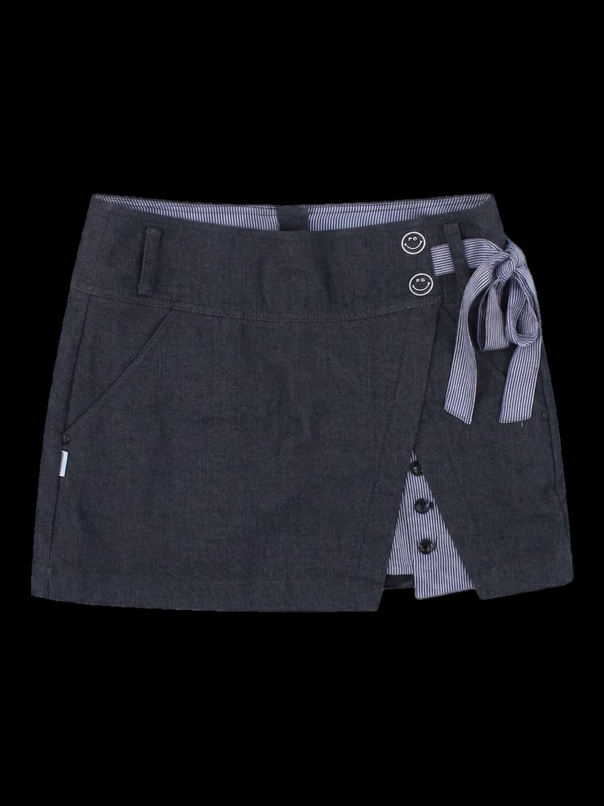 여성 스트라이프 리본 랩 큐롯 스커트