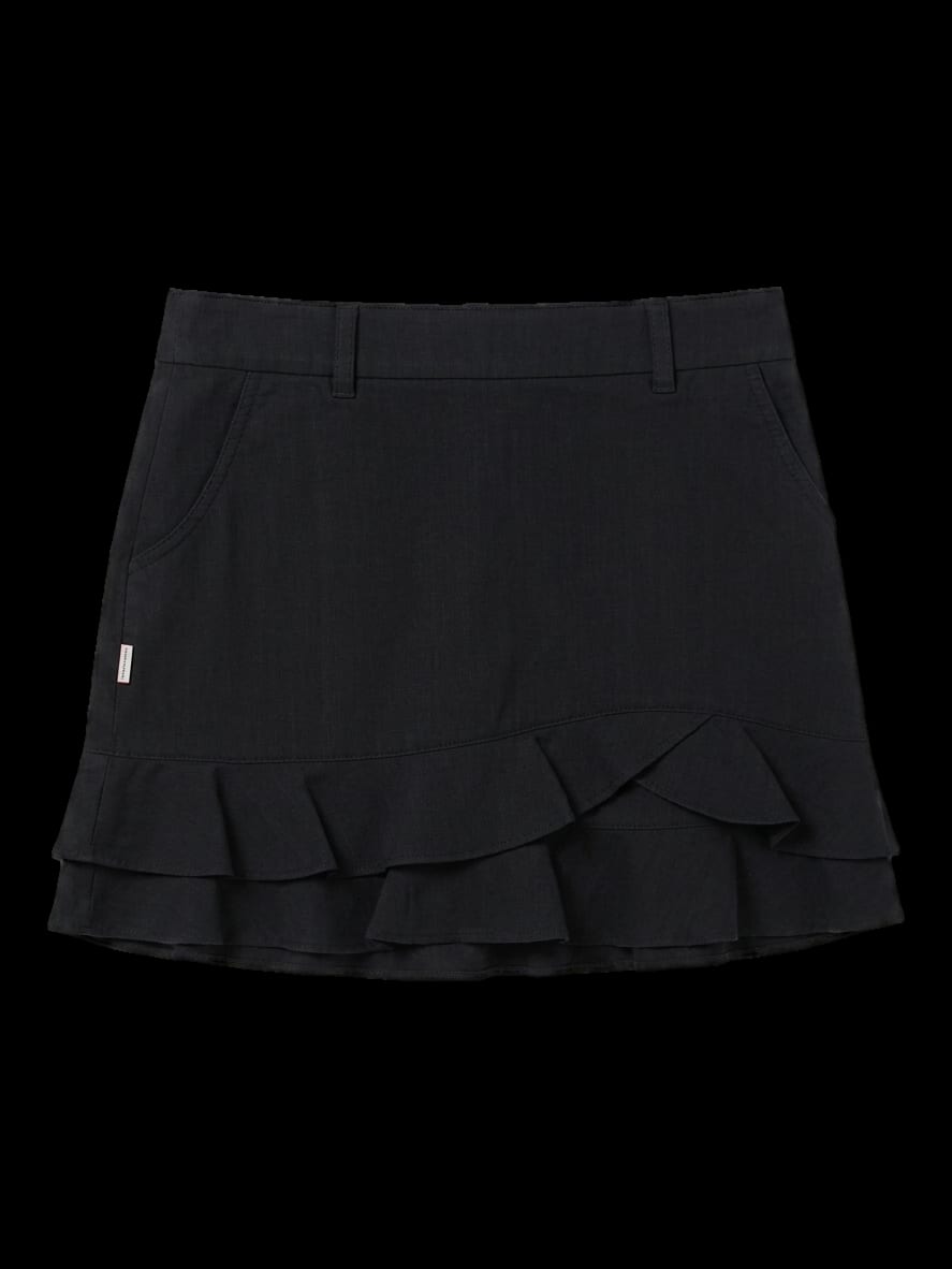 블랙 하단 프릴 큐롯 스커트