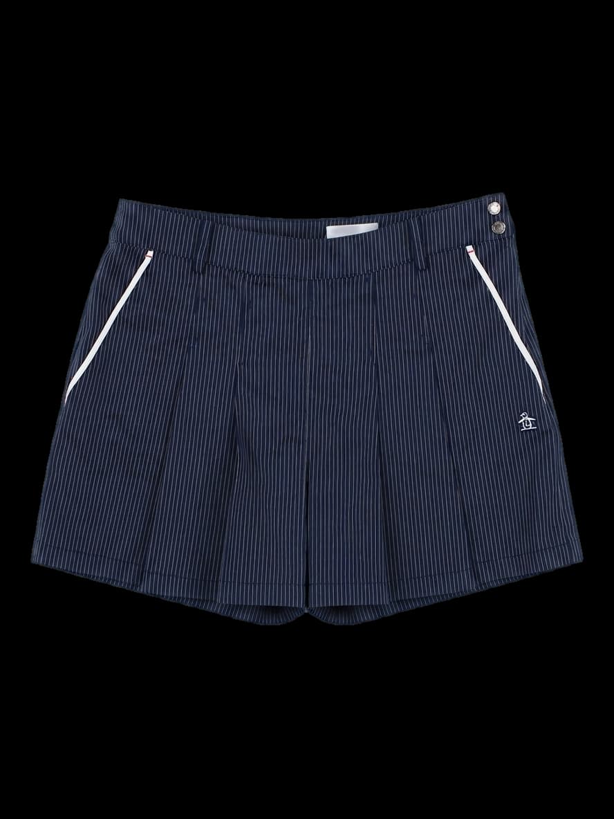 네이비 핀스트라이프 플리츠 반바지