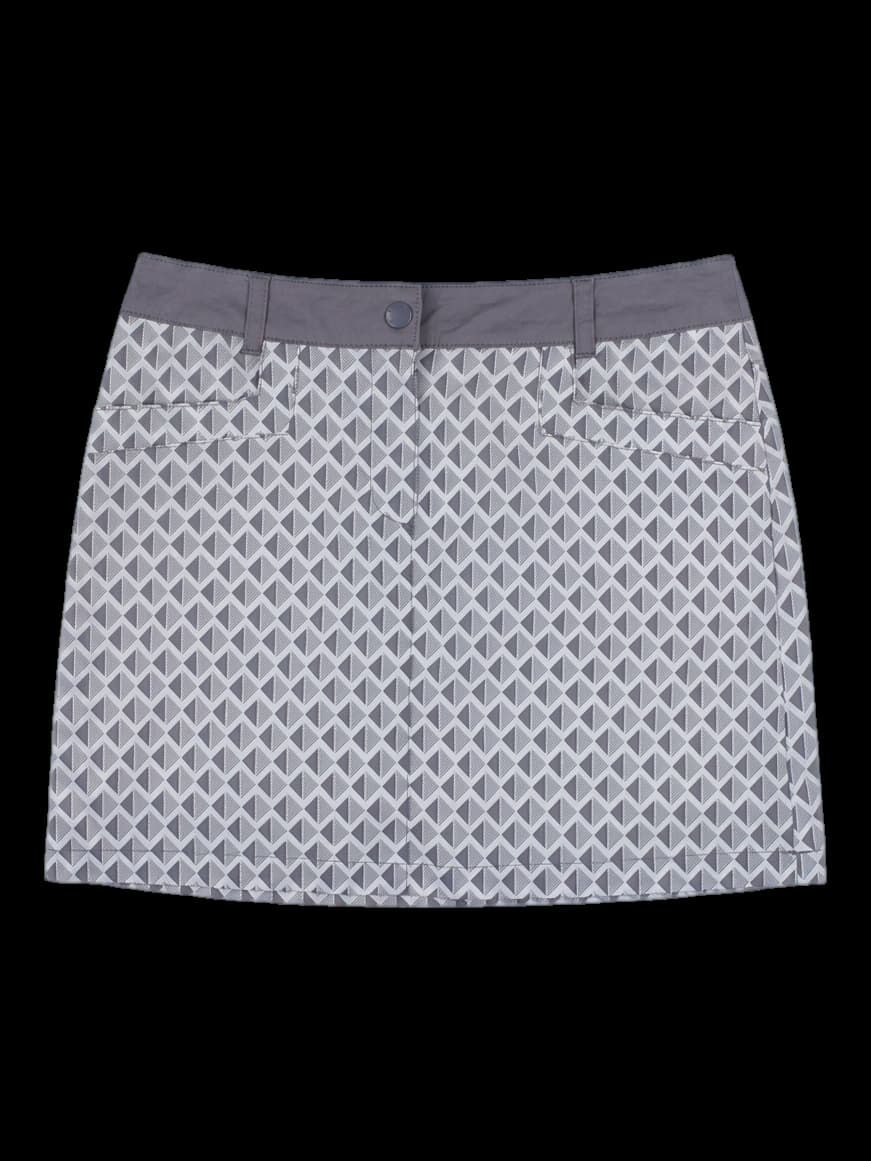 그레이 기하학 패턴 미니 스커트