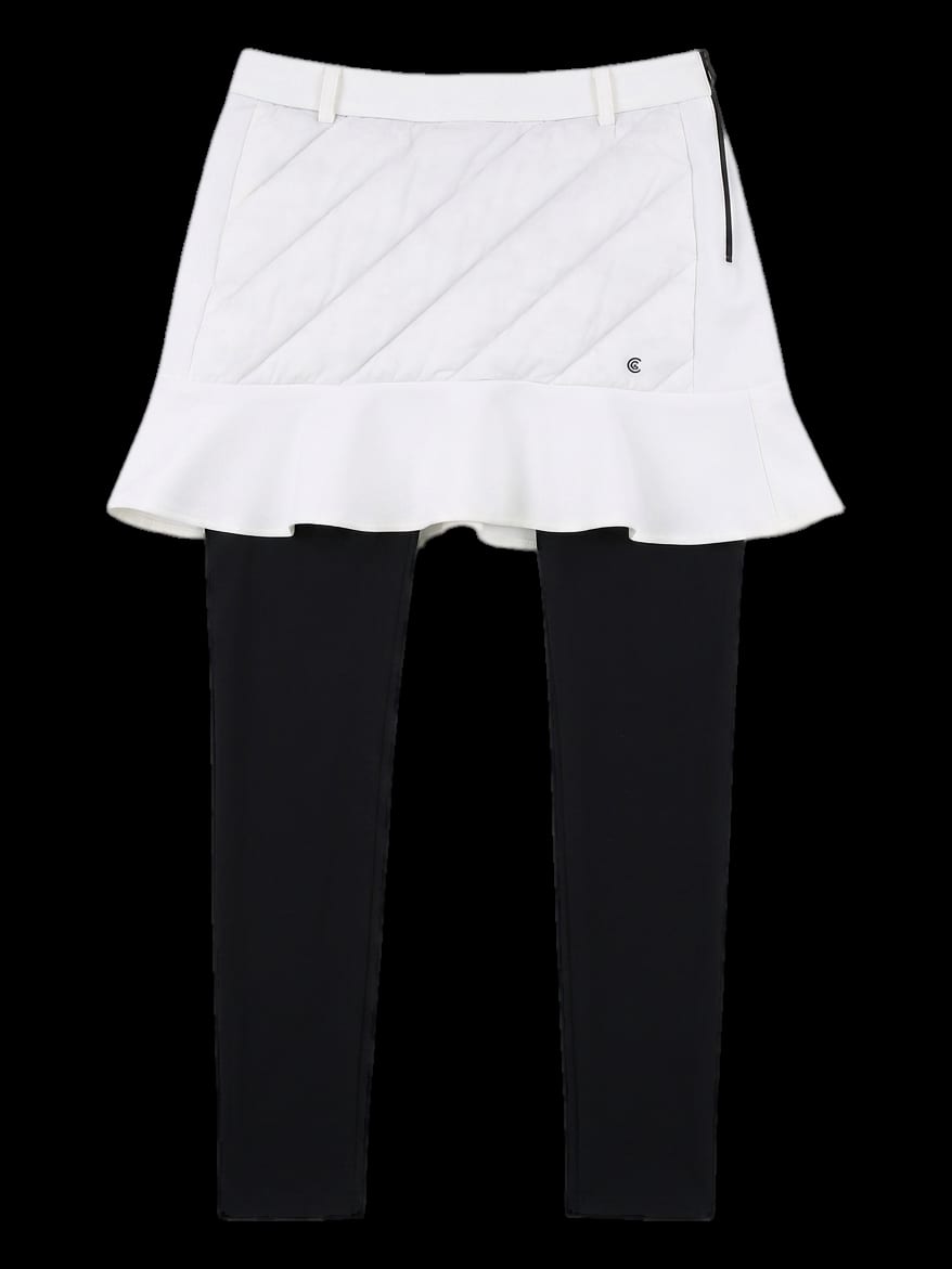 화이트 퀼팅 프릴 스커트 레깅스