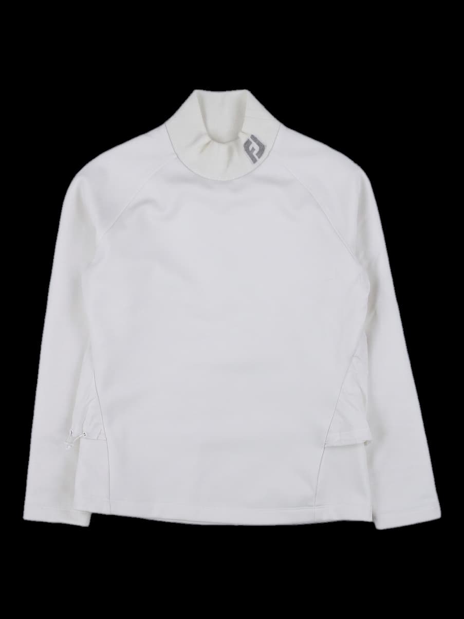 여성 화이트 하이넥 긴팔 티셔츠