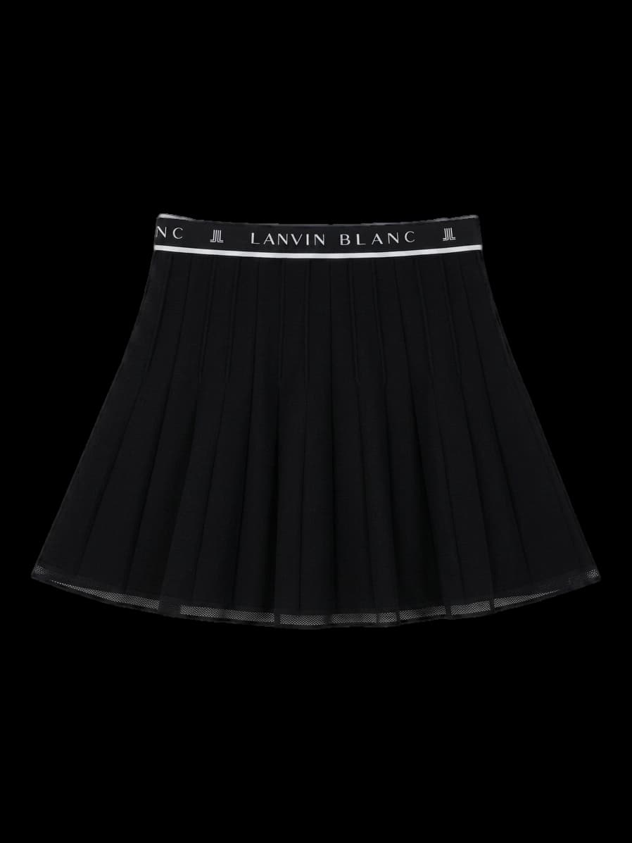 블랙 로고 밴딩 플리츠 니트 스커트