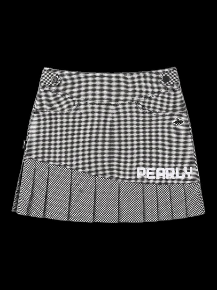 블랙 체크 플리츠 스커트