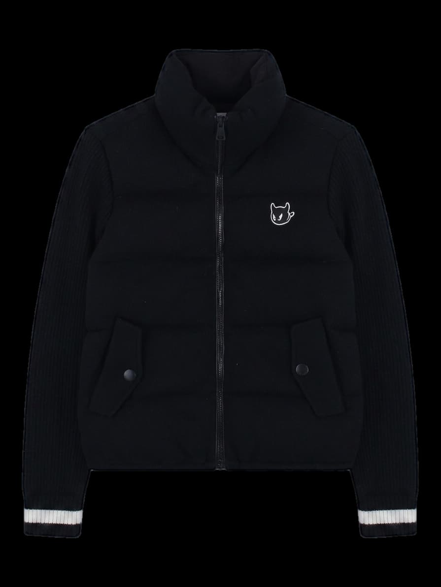 블랙 니트 하이브리드 패딩 자켓