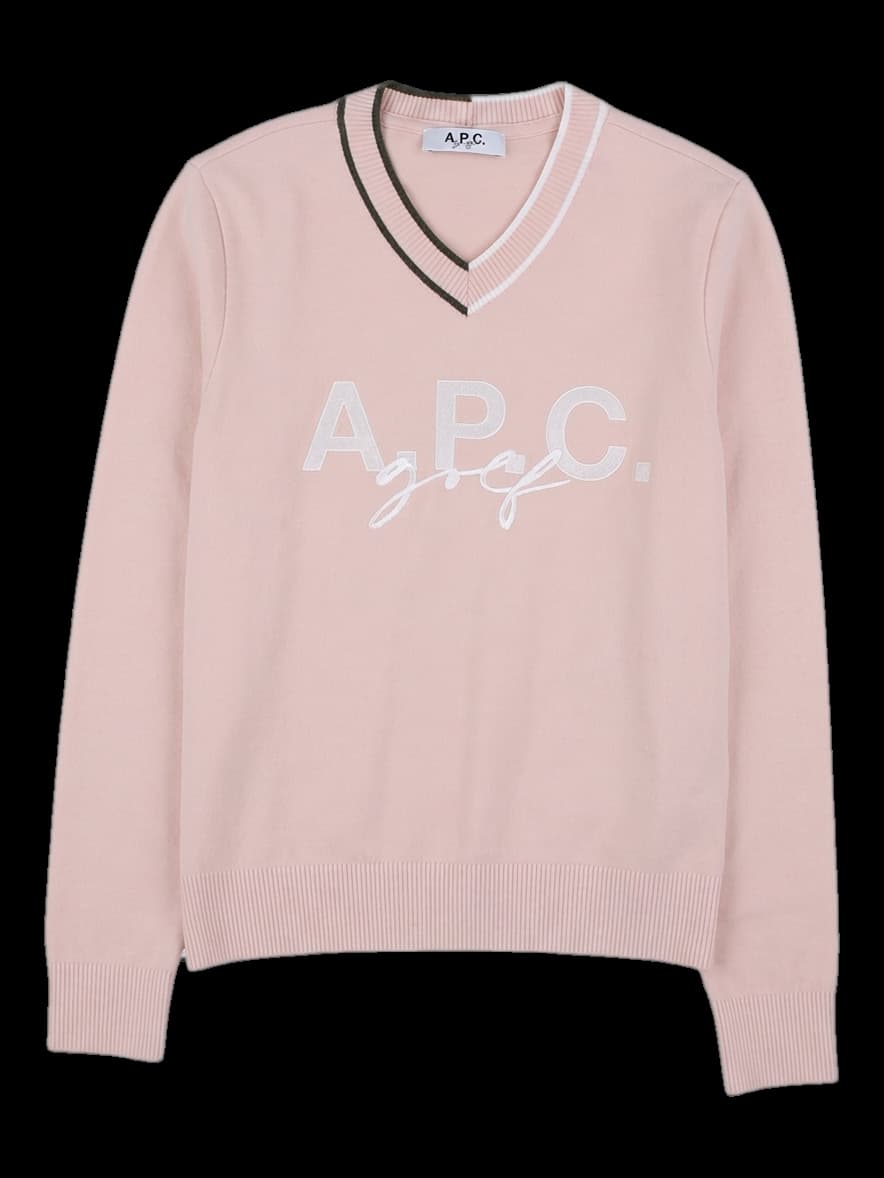 APC 골프 로고 브이넥 니트