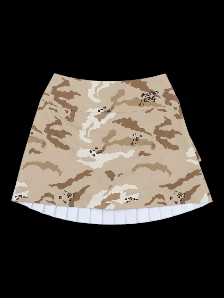 베이지 카모플라쥬 플리츠 스커트