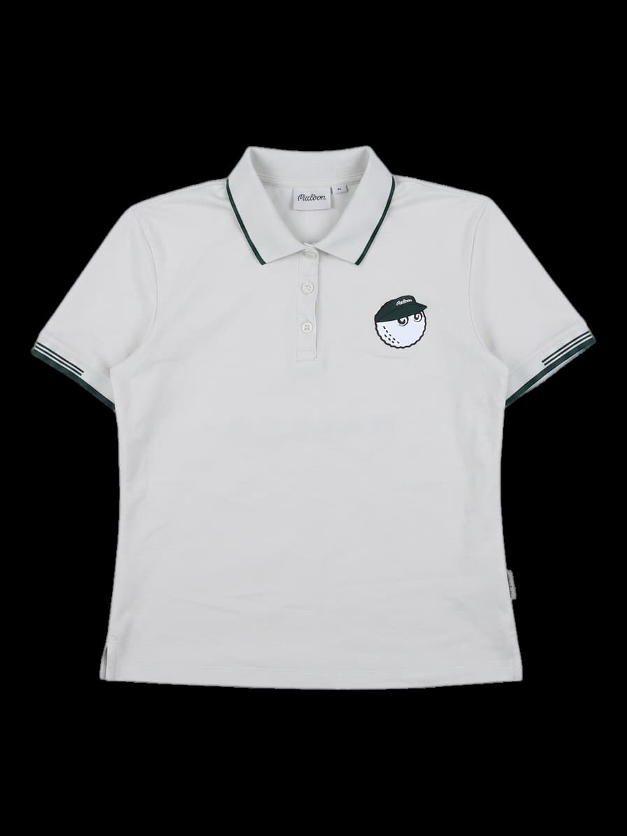 말본 골프 로고 배색 카라 반팔 티셔츠 (라이트 베이지)