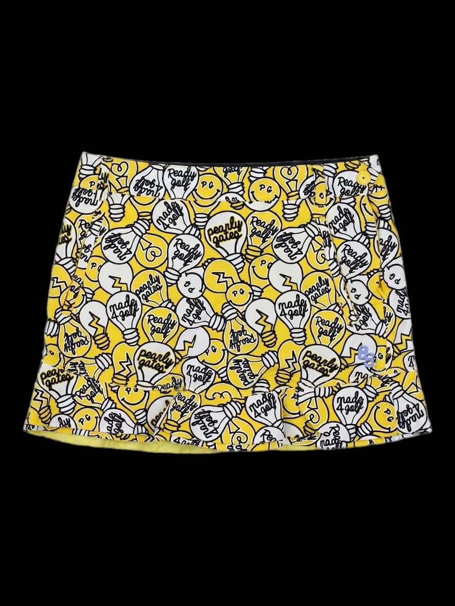 파리게이츠 옐로우 전면 패턴 큐롯 스커트