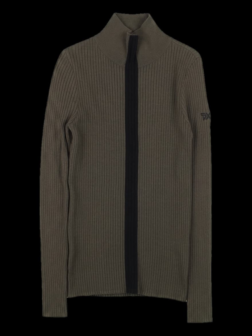 카키 리브 드 하이넥 풀오버 니트