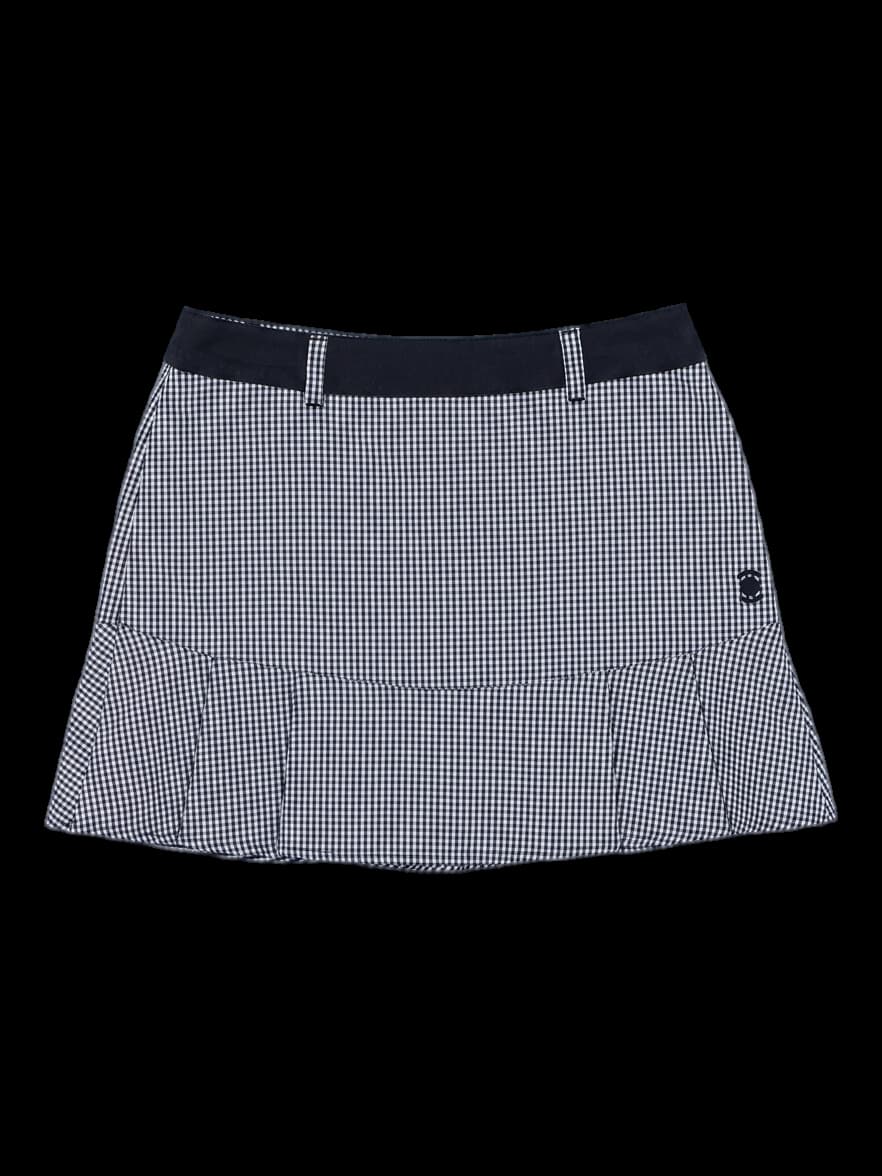 블랙 앤 화이트 깅엄 체크 플리츠 스커트