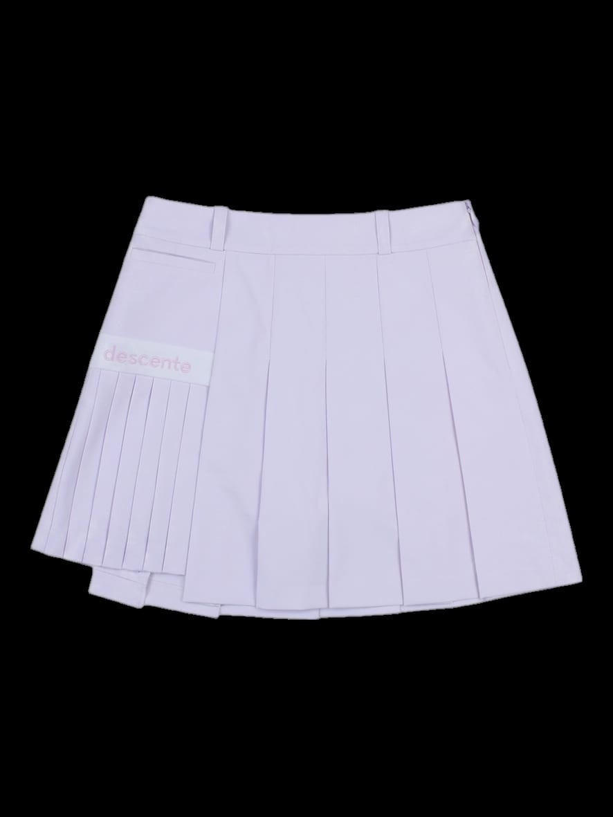 연핑크 로고 레터링 플리츠 스커트