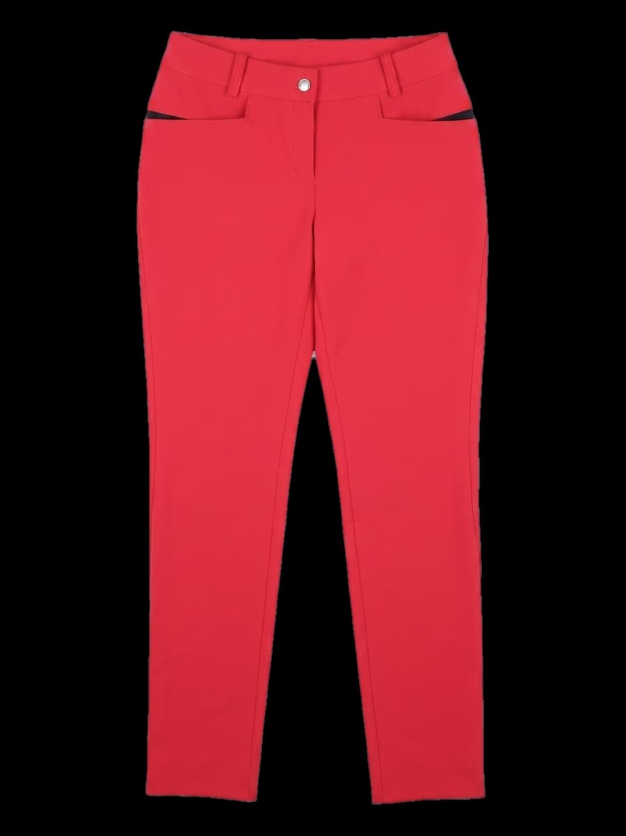 레드 슬림핏 골프 바지