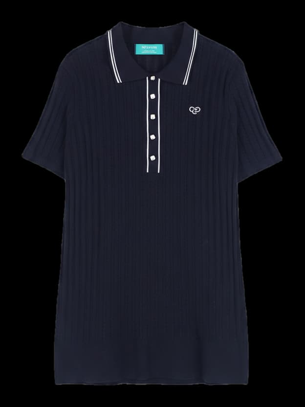 여성 니트 반팔 카라 티