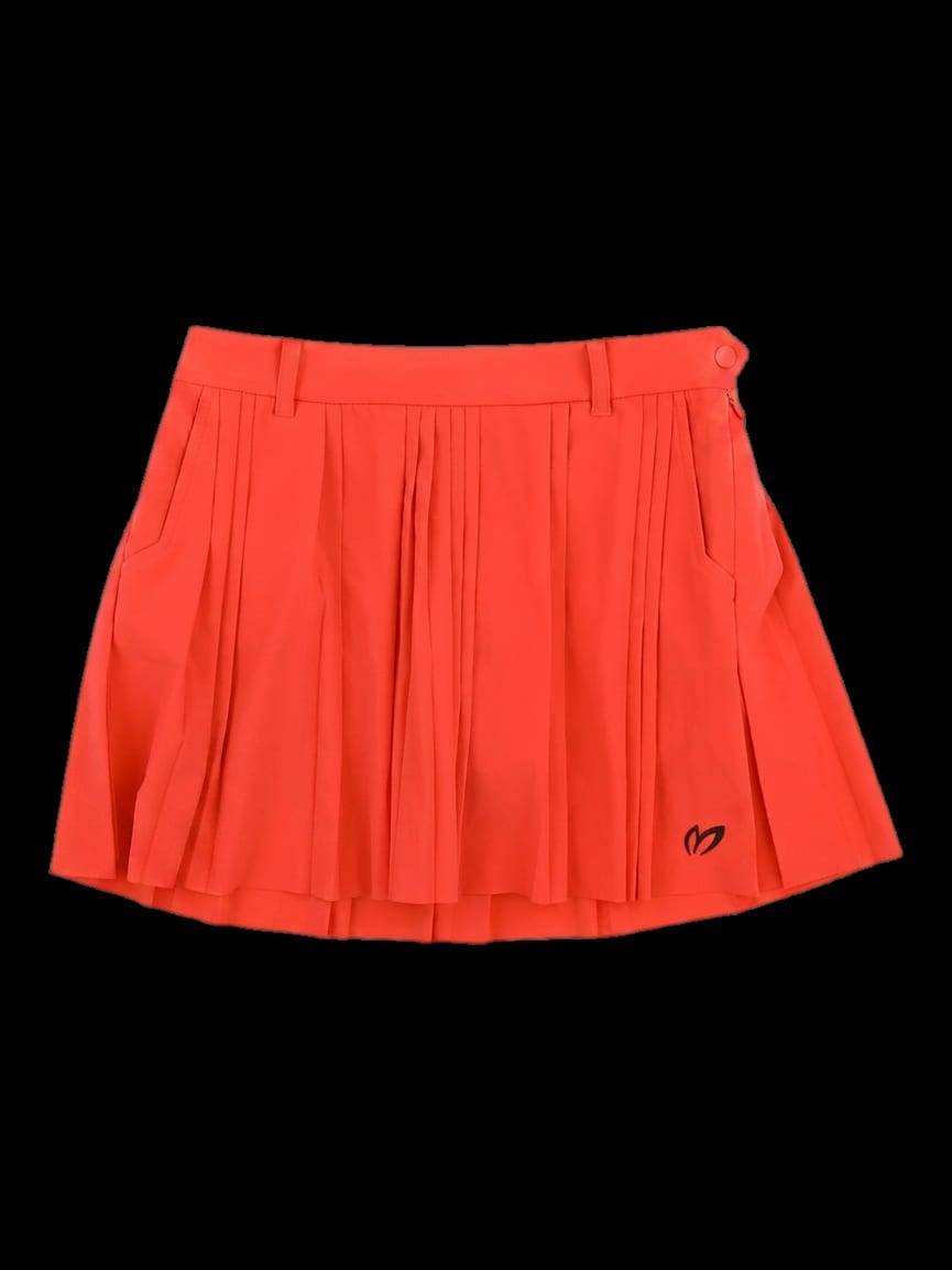 오렌지 플리츠 골프 스커트