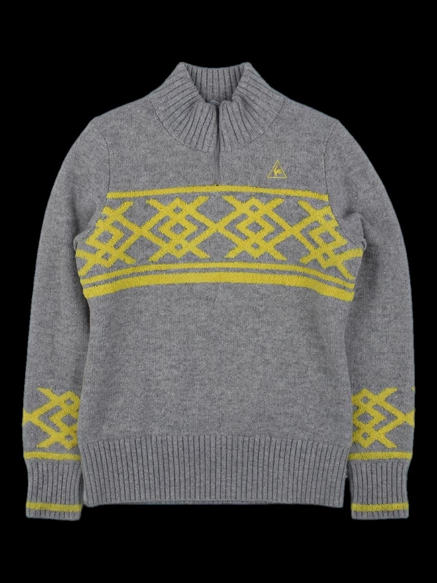 그레이 하프 집업 퀼팅 니트