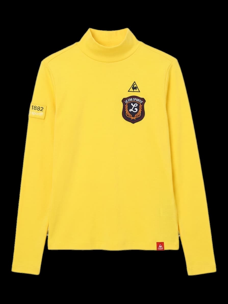 옐로우 하이넥 로고 와펜 긴팔티