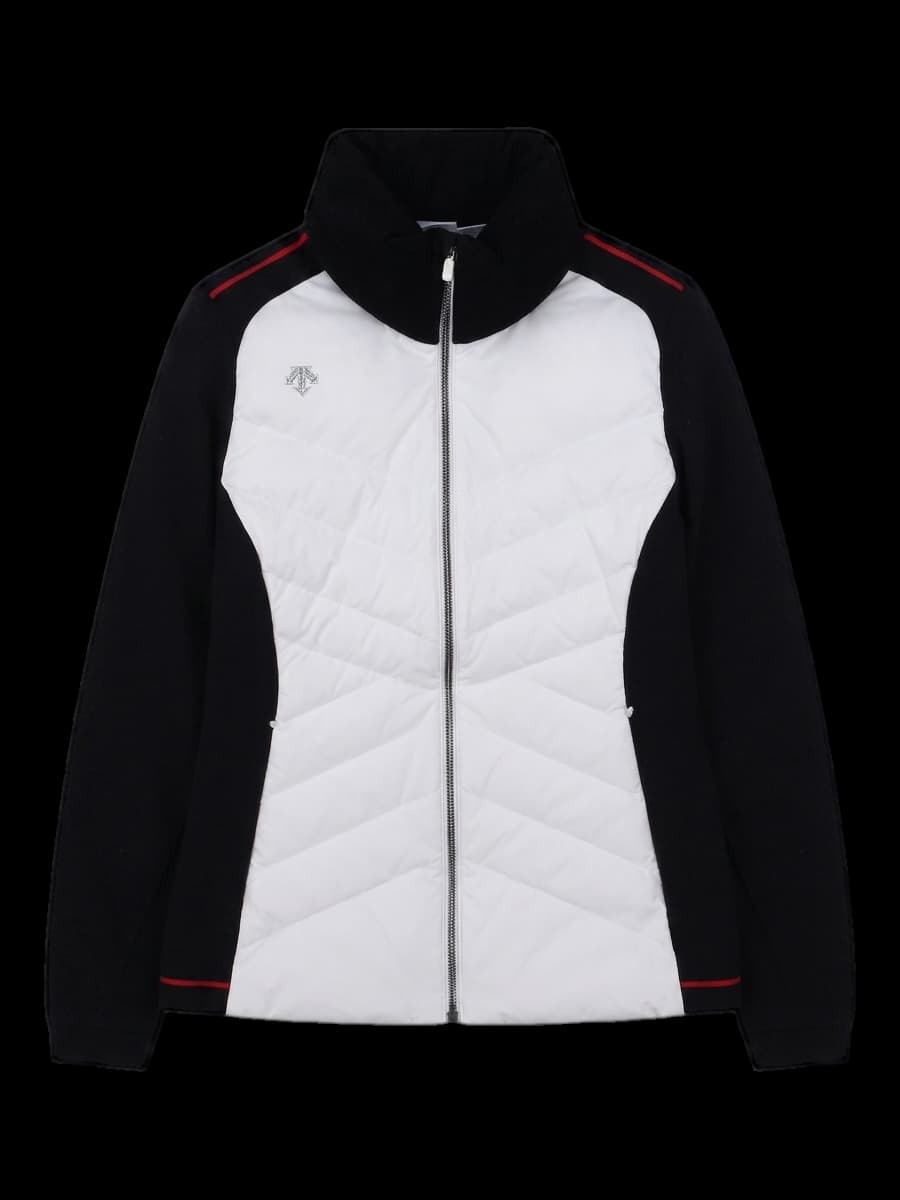 데상트 여성 하이브리드 패딩 자켓 (블랙/화이트)