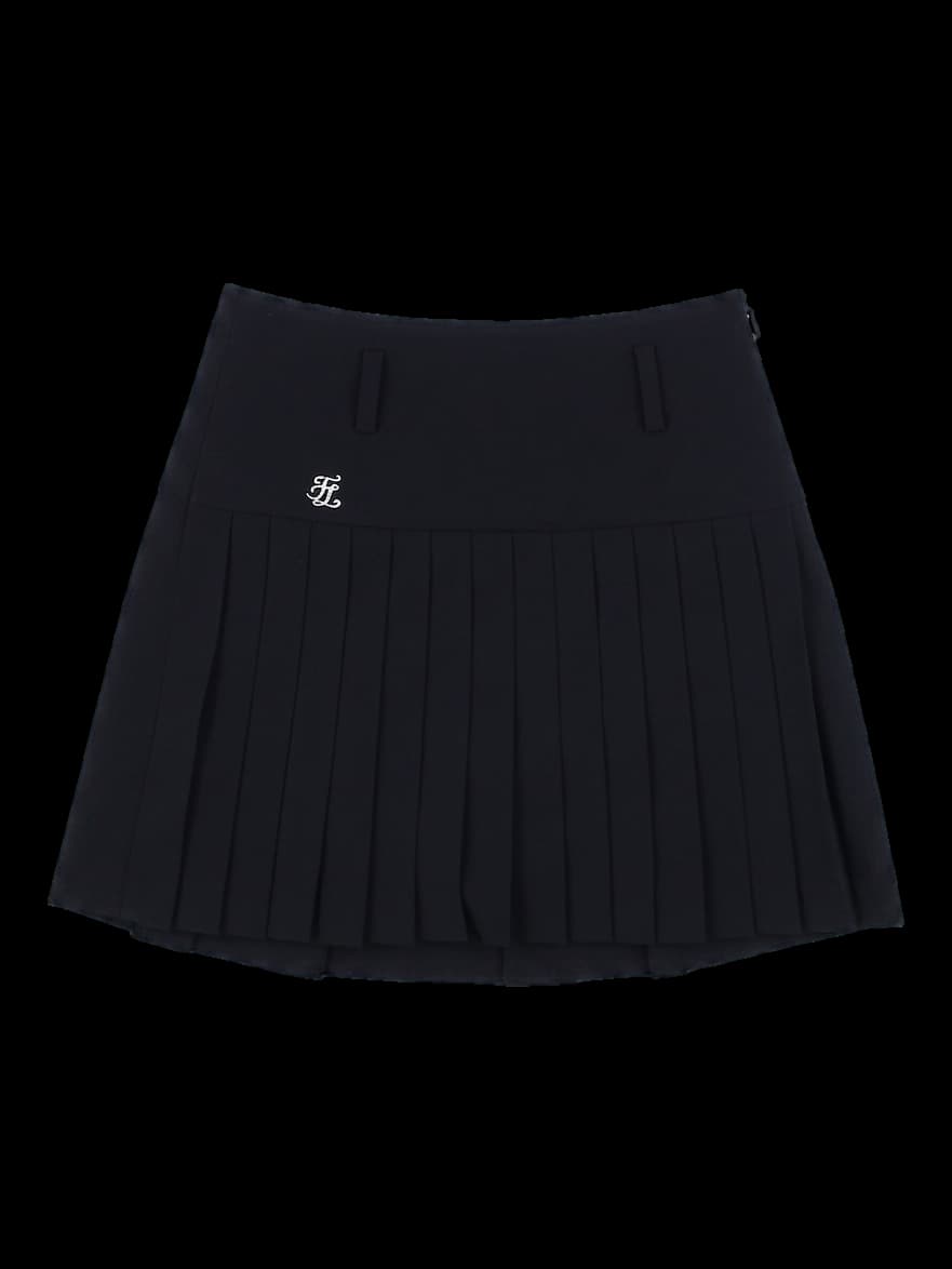 블랙 플리츠 미니 스커트