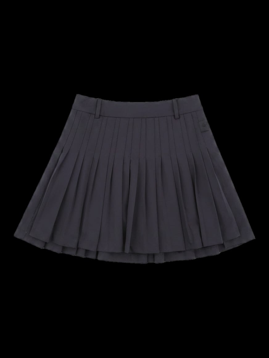 블랙 솔리드 플리츠 미니 스커트