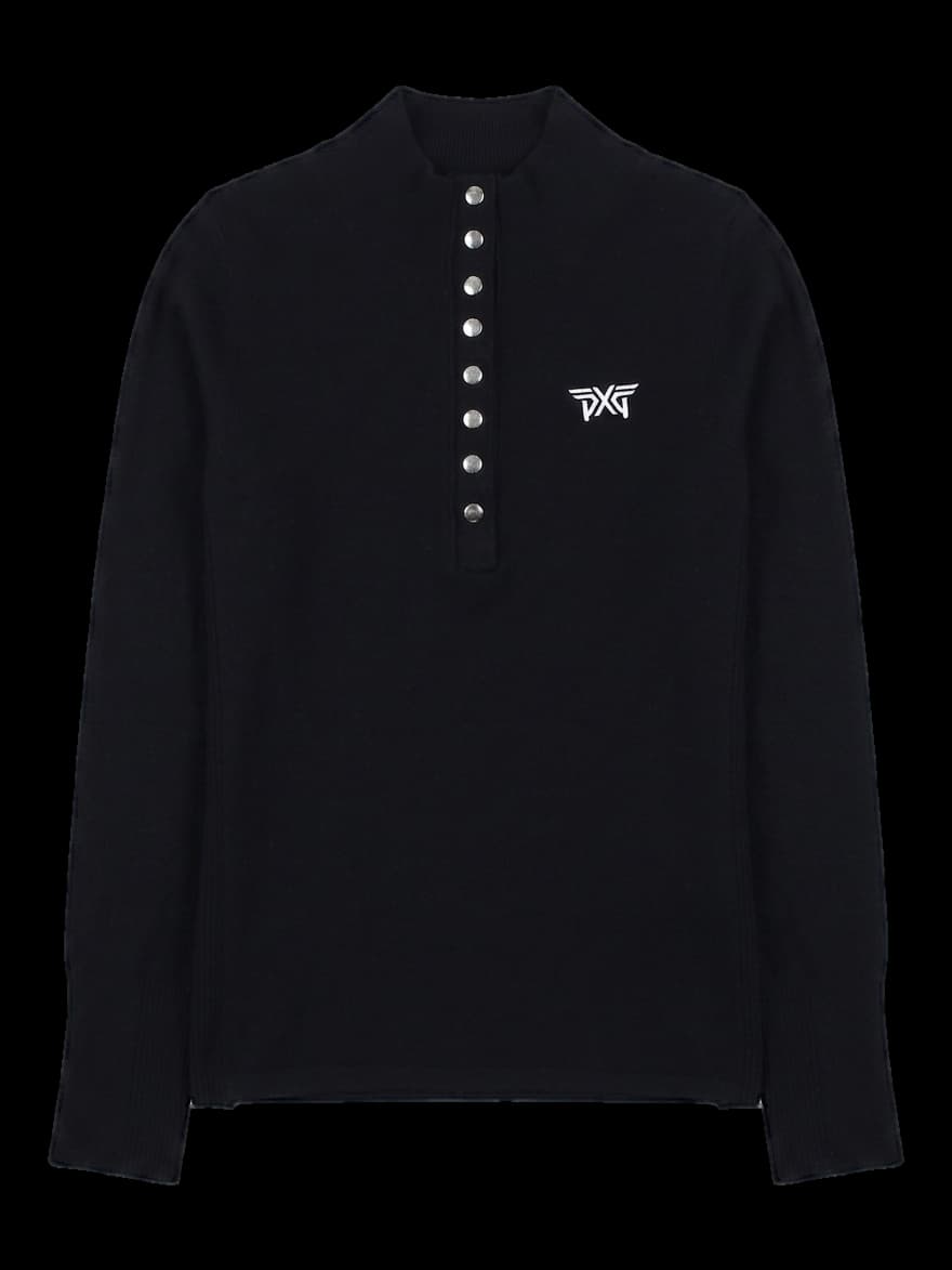 블랙 반하이넥 골프 니트