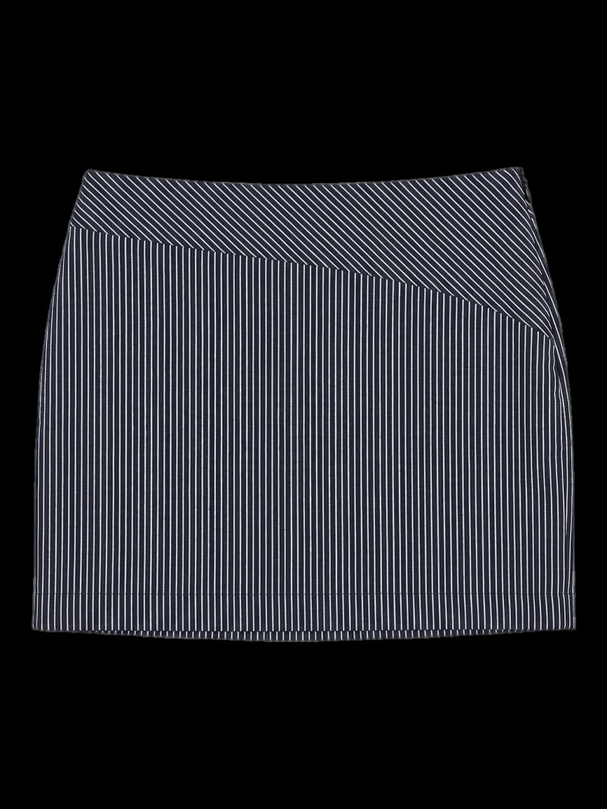블랙 세로 스트라이프 H라인 스커트