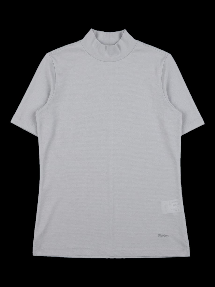 그레이 하프 넥 반팔 니트