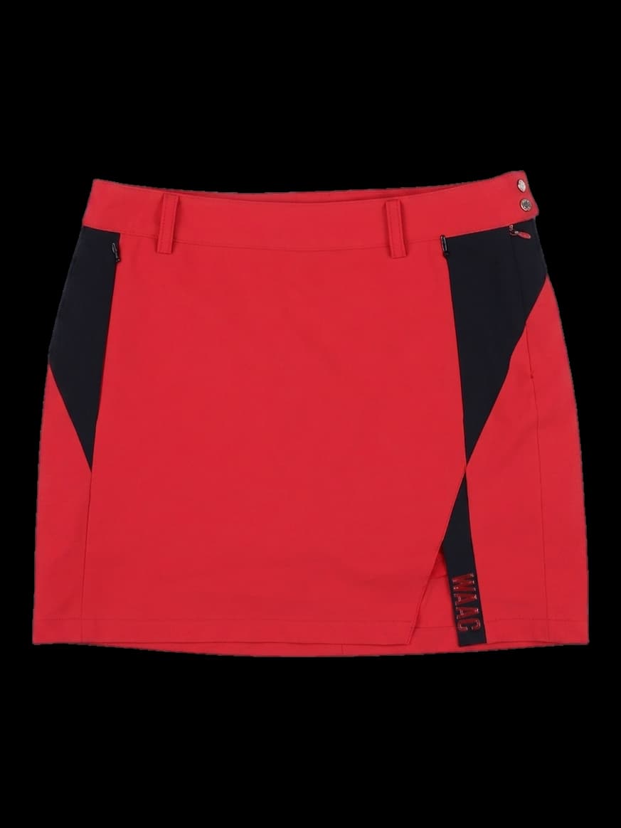WAAC 여성 레드 컬러블록 골프 스커트