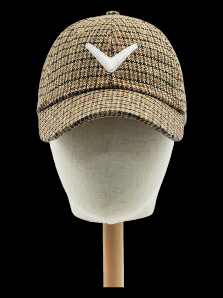 체크 볼캡 베이지