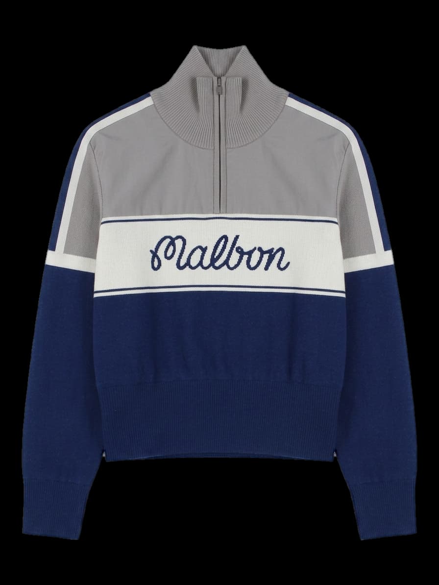 말본 골프 배색 하프 집업 니트