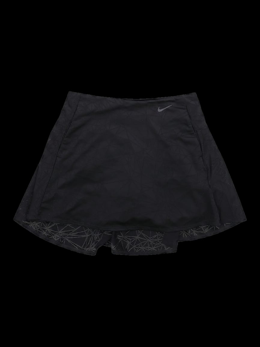 블랙 기하학 패턴 플리츠 스커트