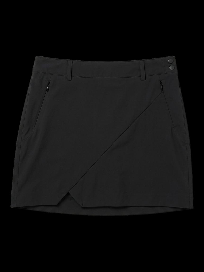 블랙 비대칭 포켓 랩 스커트