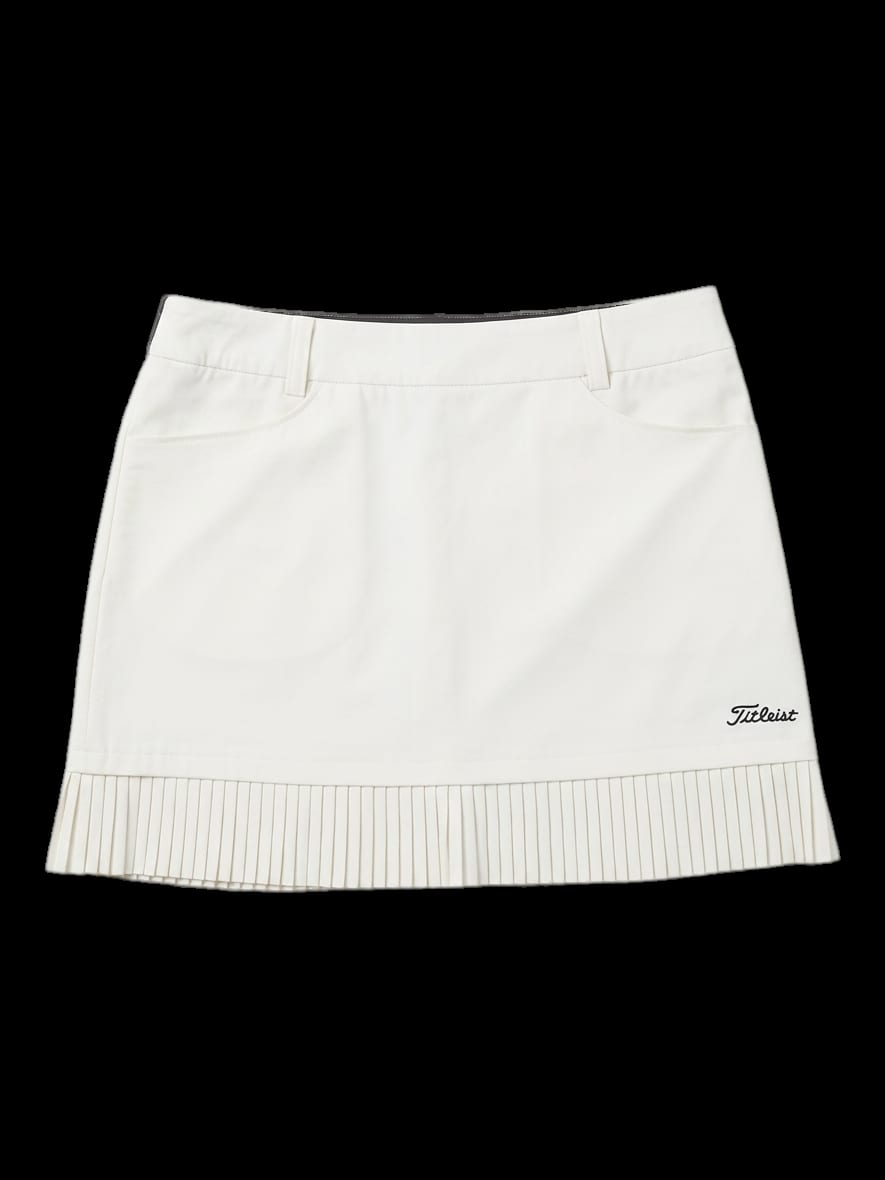 화이트 플리츠 헴라인 스커트