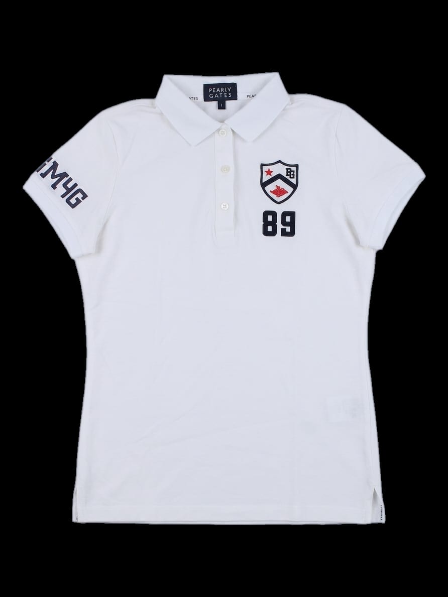 화이트 패치 디테일 반팔 카라 티셔츠