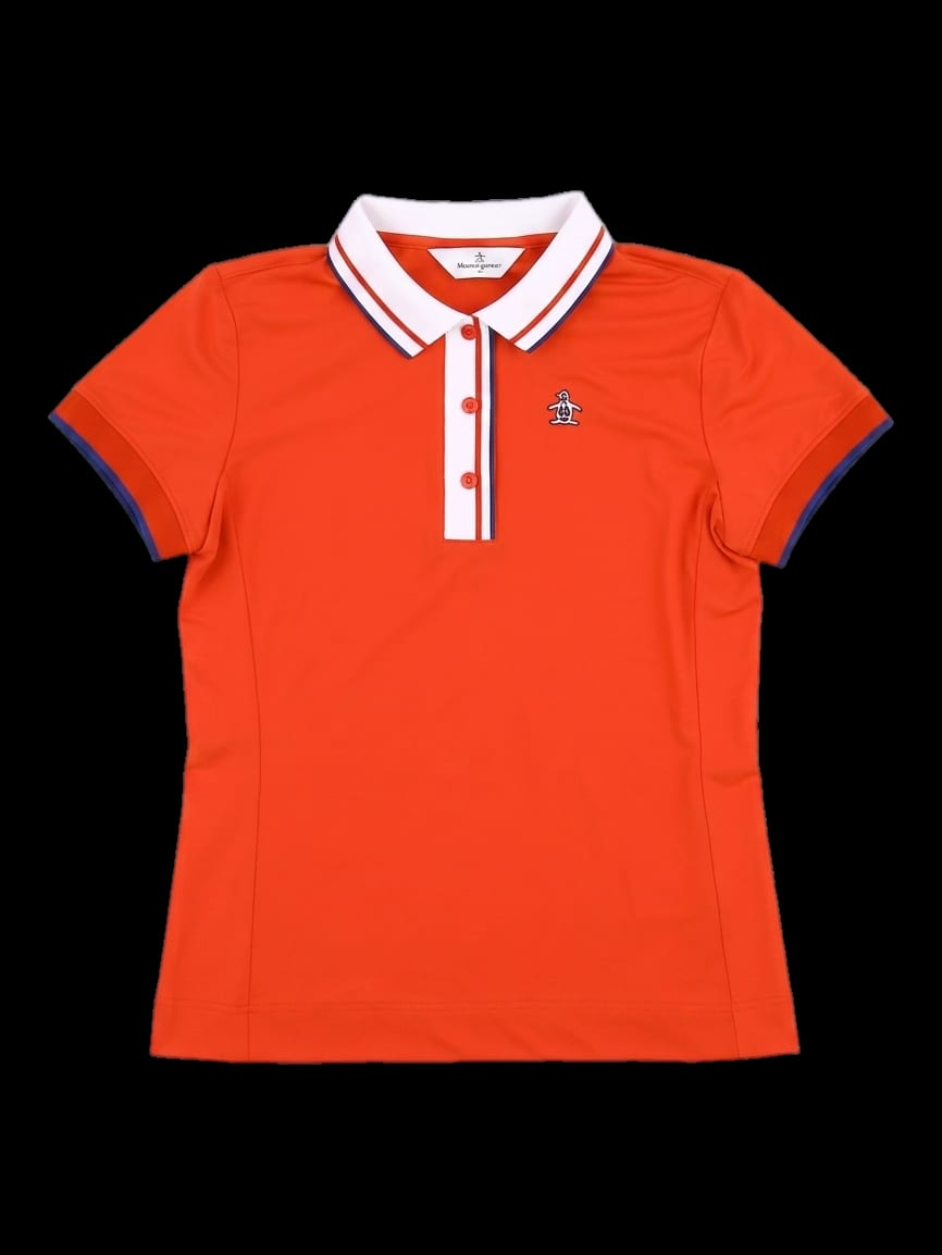 오렌지 배색 반팔 카라 티셔츠