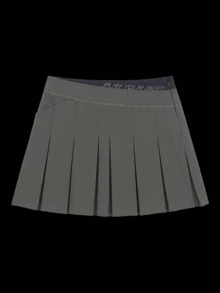 카키 플리츠 미니 스커트