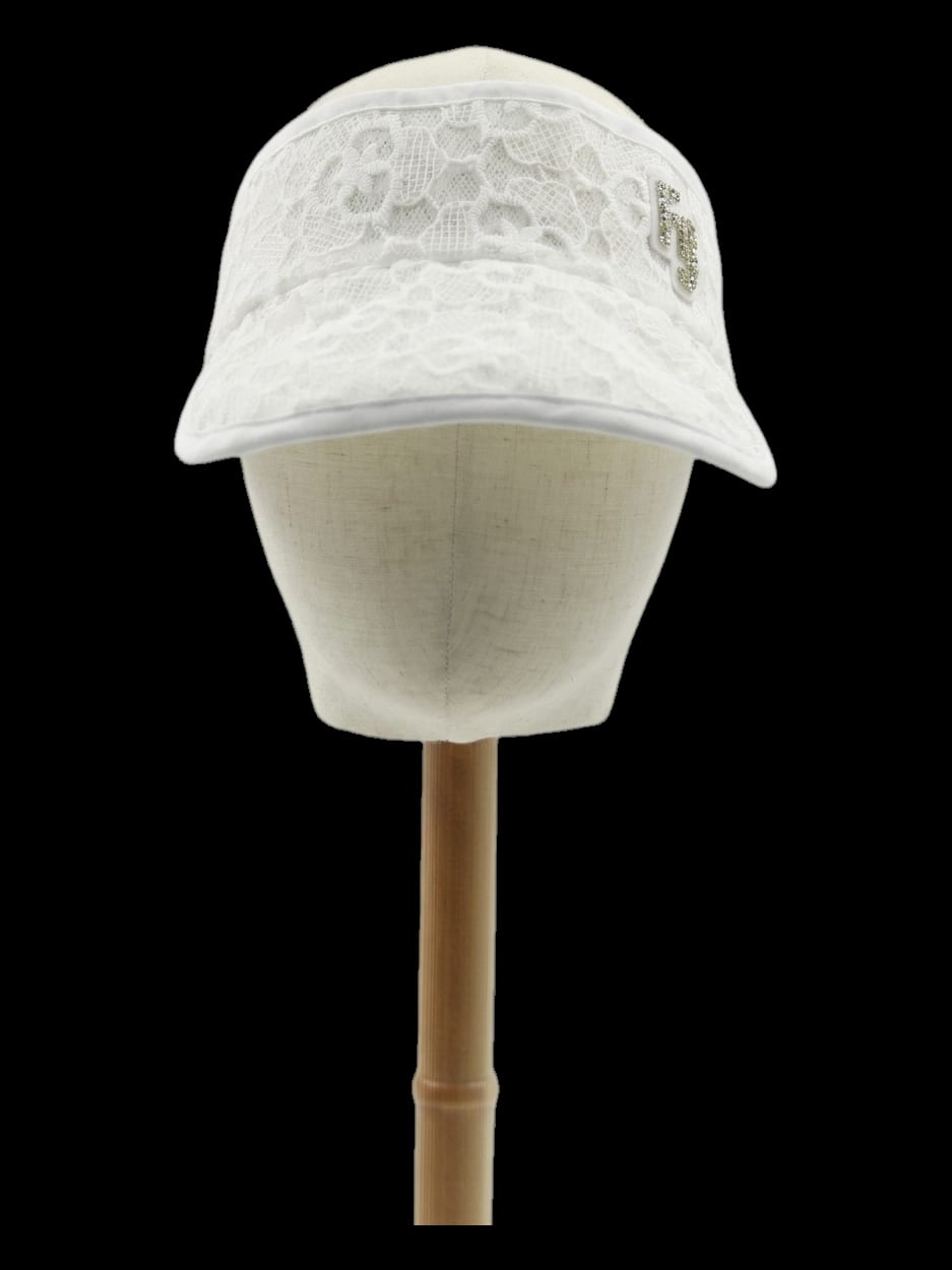 화이트 레이스 리본 썬바이저