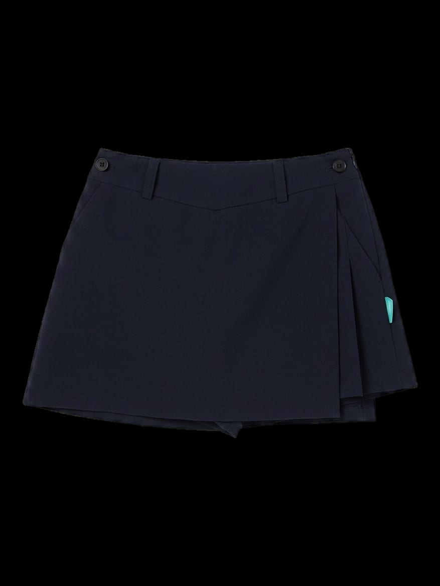 블랙 솔리드 랩 큐롯 팬츠